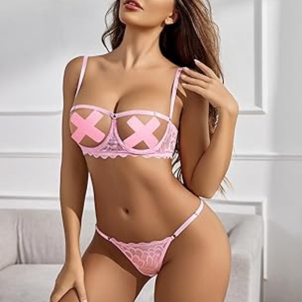 New Avidlove Sexy Bra and Panty 2 Piece Lace Lingerie Set